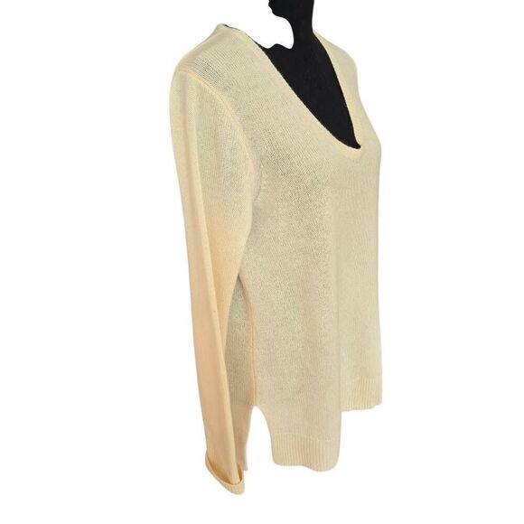 Calypso St. Barth Womens Yellow Cashmere V Neck Pullover Sweater Size Medium - Picture 3 of 11